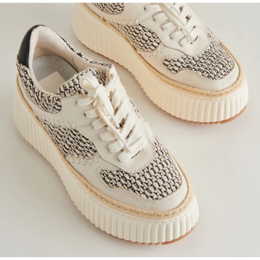 Dolce Vita Women's Platform Sneakers Espadrille Trimmed‎ Lace-Up Shoes Size 8